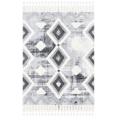 Safavieh 8 x 10 ft. Moroccan Tassel Shag Contemporary Rectangle Power Loomed Rug - Gray & Ivory MTS656F-8